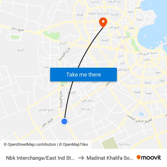 Nbk Interchange/East Ind Street to Madinat Khalifa South map