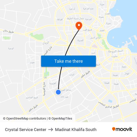 Crystal Service Center to Madinat Khalifa South map