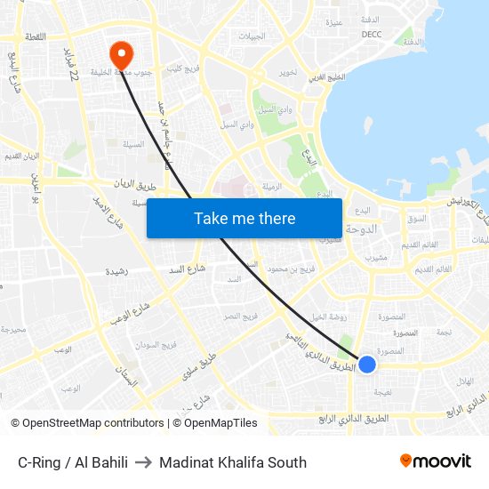 C-Ring / Al Bahili to Madinat Khalifa South map