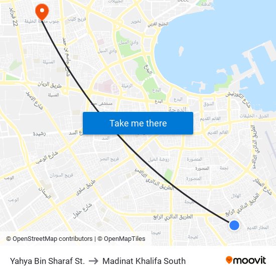 Yahya Bin Sharaf St. to Madinat Khalifa South map