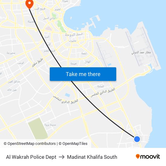Al Wakrah Police Dept to Madinat Khalifa South map