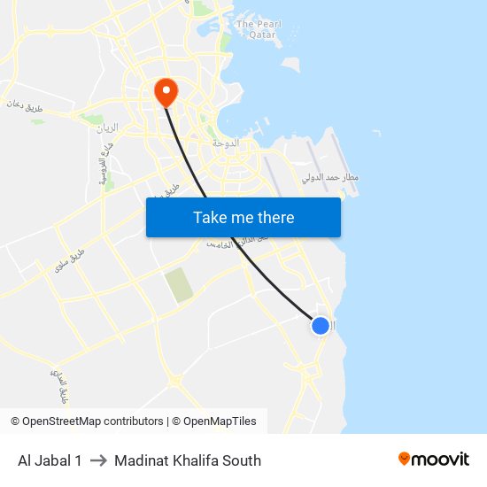Al Jabal 1 to Madinat Khalifa South map