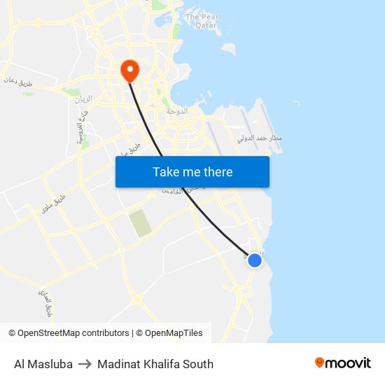 Al Masluba to Madinat Khalifa South map