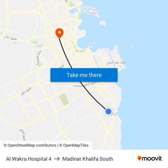 Al Wakra Hospital 4 to Madinat Khalifa South map