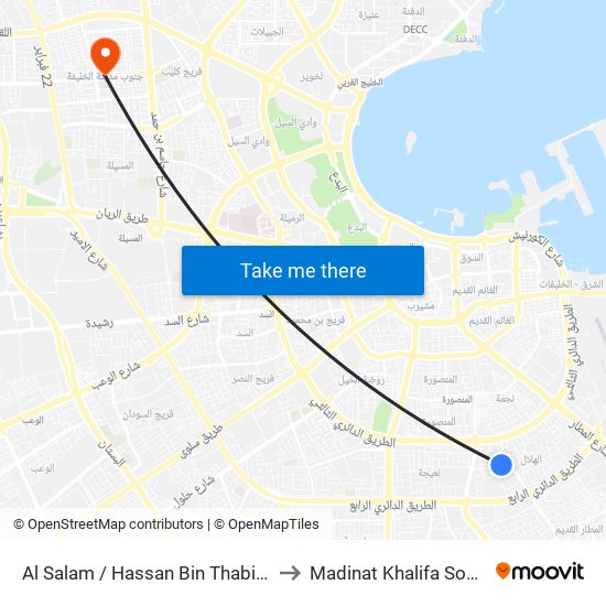 Al Salam / Hassan Bin Thabit 1 to Madinat Khalifa South map