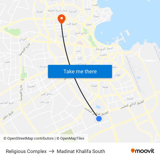 Religious Complex to Madinat Khalifa South map