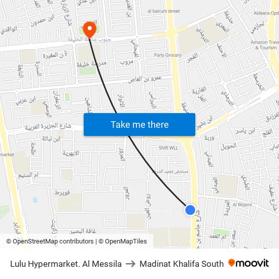 Lulu Hypermarket. Al Messila to Madinat Khalifa South map