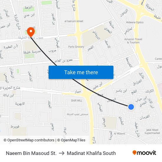 Naeem Bin Masoud St. to Madinat Khalifa South map