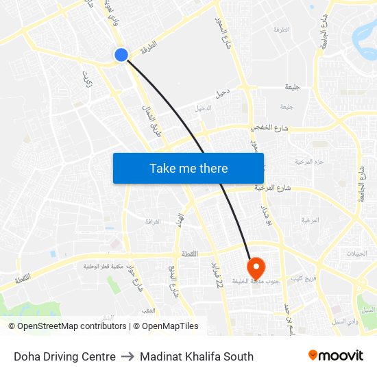 Doha Driving Centre to Madinat Khalifa South map