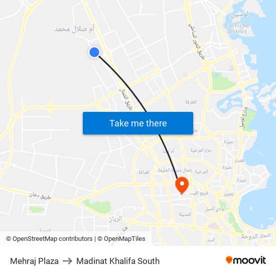 Mehraj Plaza to Madinat Khalifa South map