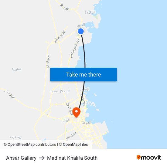 Ansar Gallery to Madinat Khalifa South map