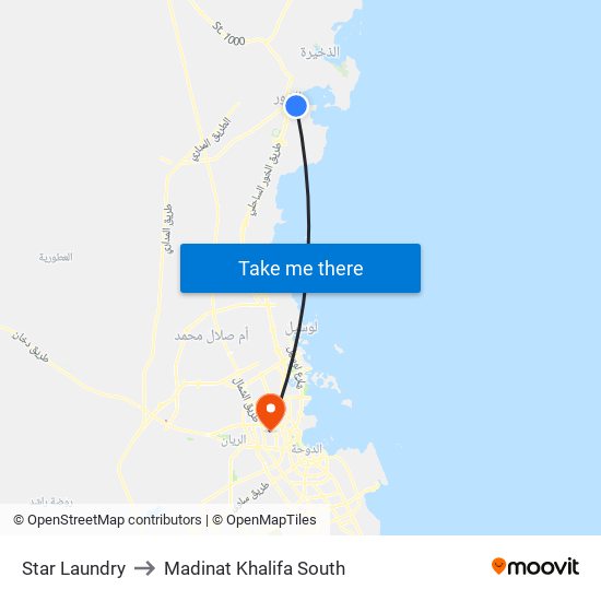 Star Laundry to Madinat Khalifa South map