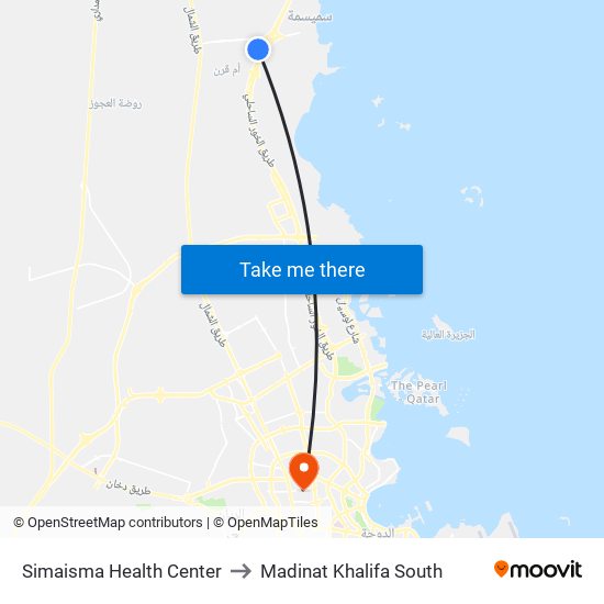 Simaisma Health Center to Madinat Khalifa South map