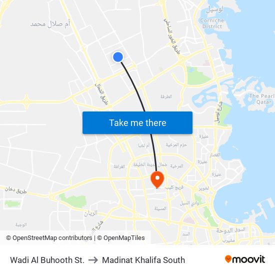 Wadi Al Buhooth St. to Madinat Khalifa South map