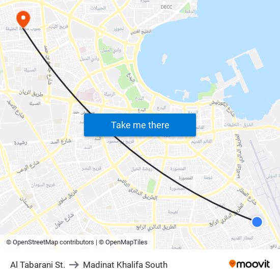 Al Tabarani St. to Madinat Khalifa South map