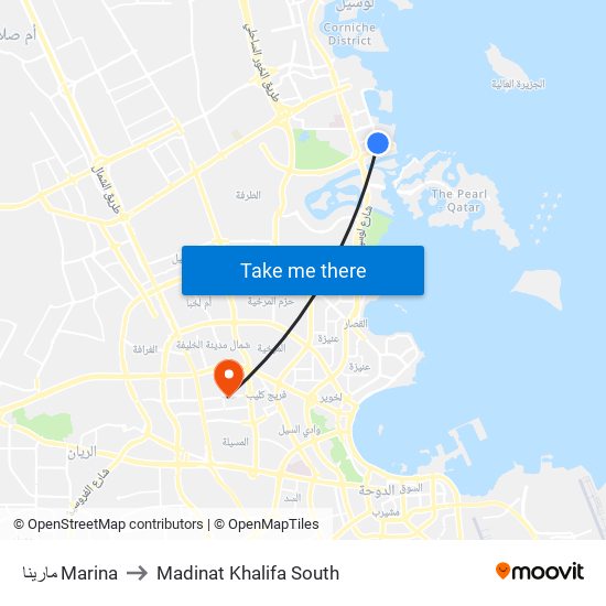 مارينا Marina to Madinat Khalifa South map