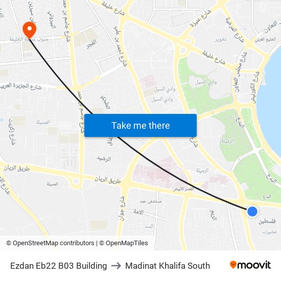 Ezdan Eb22 B03 Building to Madinat Khalifa South map