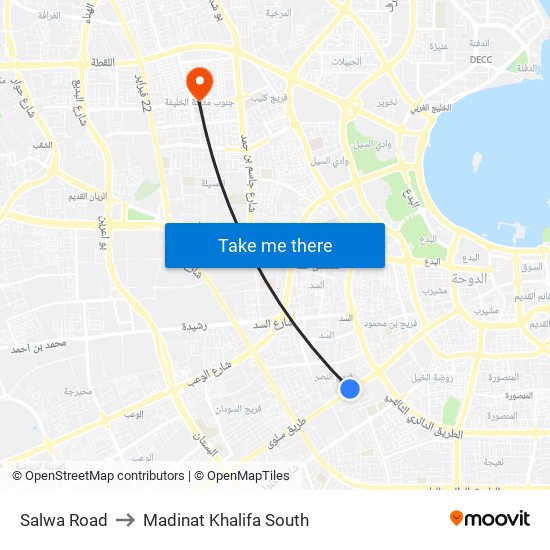 Salwa Road to Madinat Khalifa South map