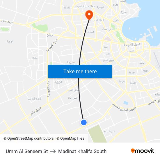 Umm Al Seneem St to Madinat Khalifa South map