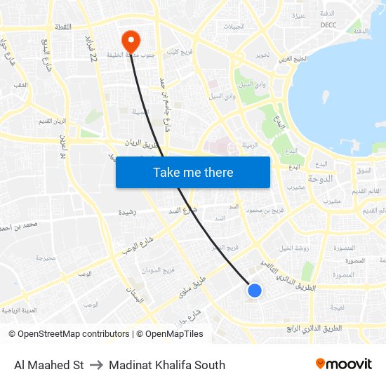 Al Maahed St to Madinat Khalifa South map
