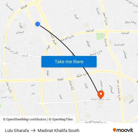 Lulu Gharafa to Madinat Khalifa South map
