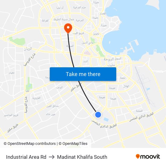 Industrial Area Rd to Madinat Khalifa South map