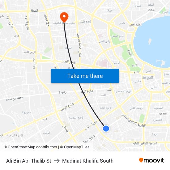 Ali Bin Abi Thalib St to Madinat Khalifa South map