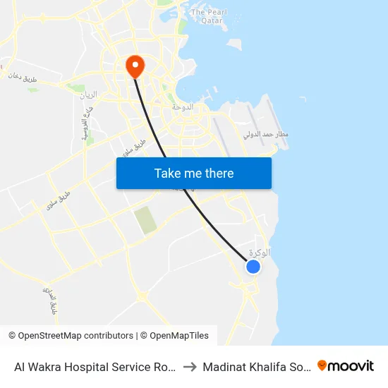 Al Wakra Hospital Service Road 1 to Madinat Khalifa South map