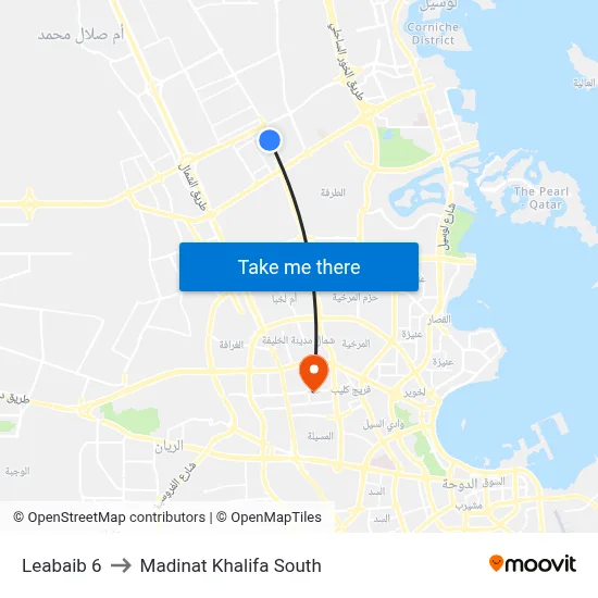Leabaib 6 to Madinat Khalifa South map