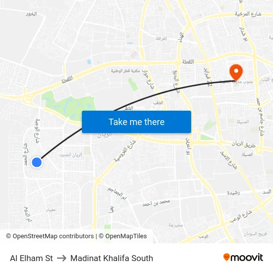 Al Elham St to Madinat Khalifa South map