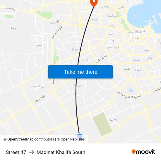 Street 47 to Madinat Khalifa South map