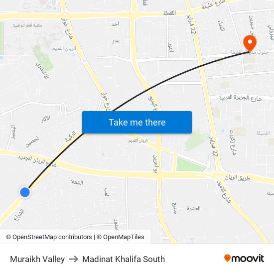 Muraikh Valley to Madinat Khalifa South map