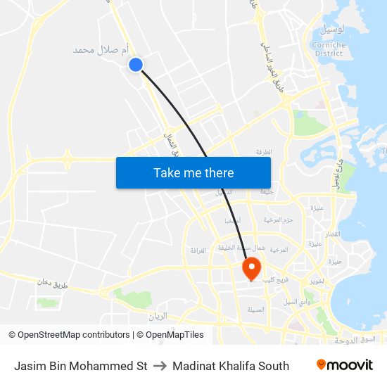 Jasim Bin Mohammed St to Madinat Khalifa South map