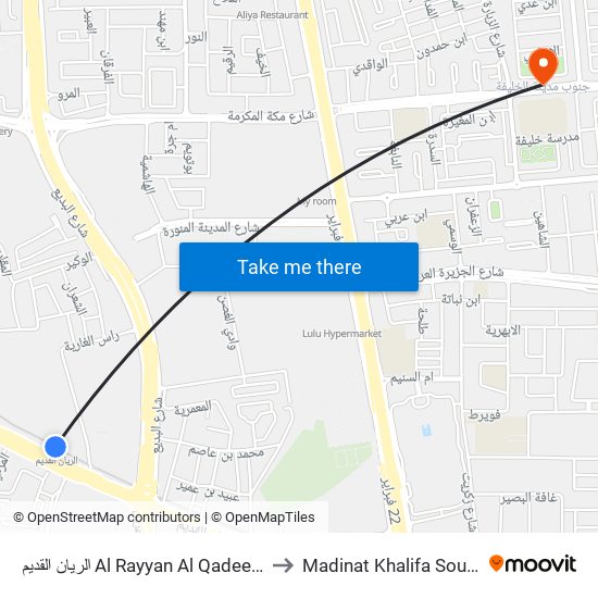 الريان القديم Al Rayyan Al Qadeem to Madinat Khalifa South map