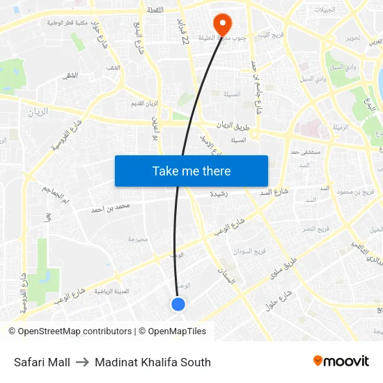 Safari Mall to Madinat Khalifa South map