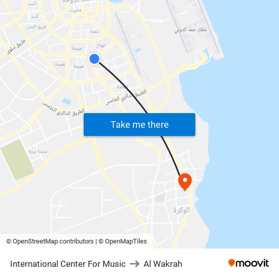 International Center For Music to Al Wakrah map