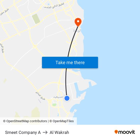 Smeet Company A to Al Wakrah map