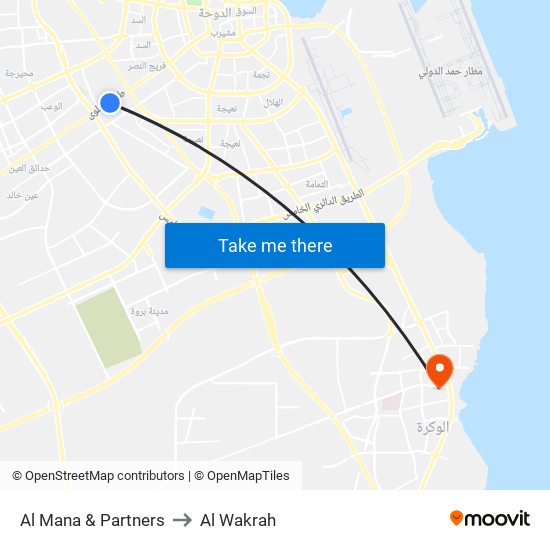 Al Mana & Partners to Al Wakrah map