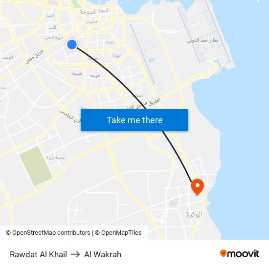 Rawdat Al Khail to Al Wakrah map