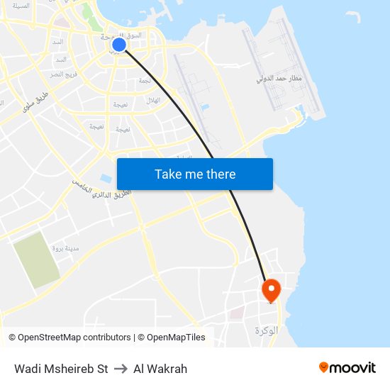 Wadi Msheireb St to Al Wakrah map