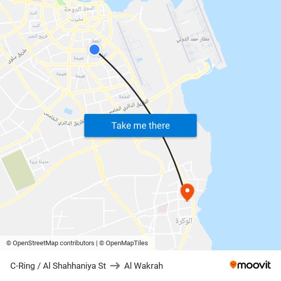 C-Ring / Al Shahhaniya St to Al Wakrah map