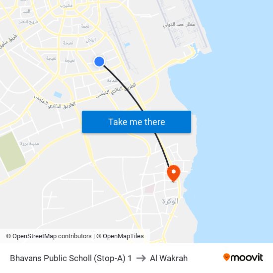 Bhavans Public Scholl (Stop-A) 1 to Al Wakrah map