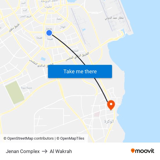 Jenan Complex to Al Wakrah map