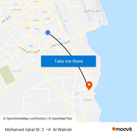 Mohamed Iqbal St. 2 to Al Wakrah map