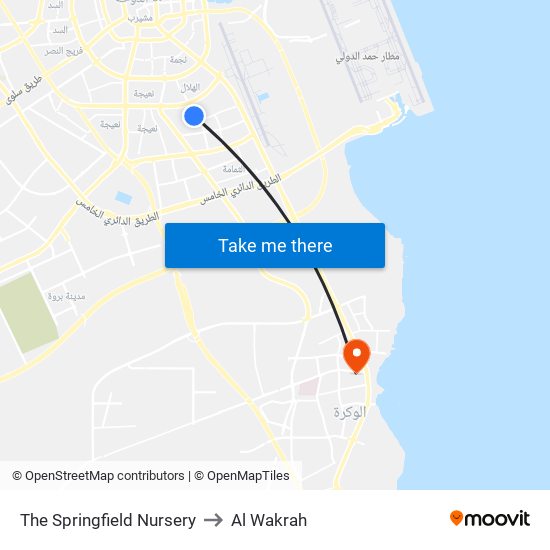 The Springfield Nursery to Al Wakrah map