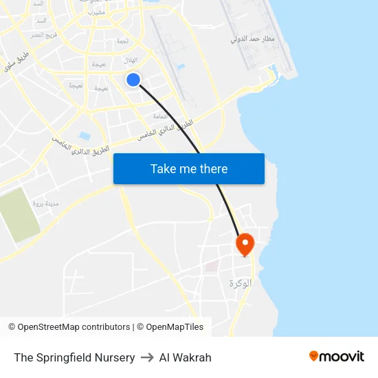 The Springfield Nursery to Al Wakrah map