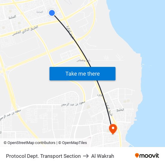 Protocol Dept. Transport Section to Al Wakrah map