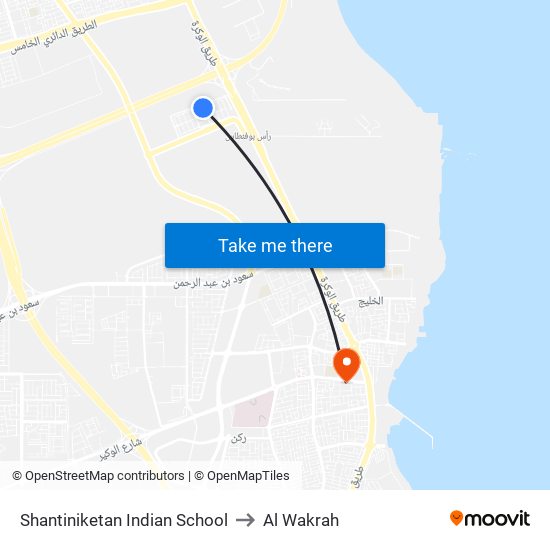 Shantiniketan Indian School to Al Wakrah map
