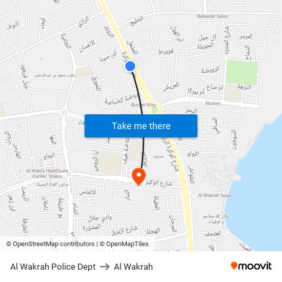 Al Wakrah Police Dept to Al Wakrah map