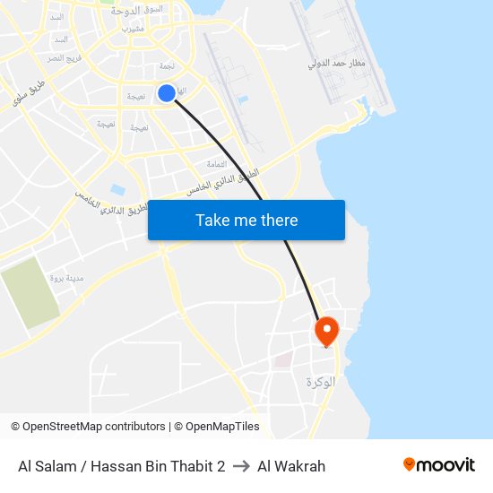 Al Salam / Hassan Bin Thabit 2 to Al Wakrah map